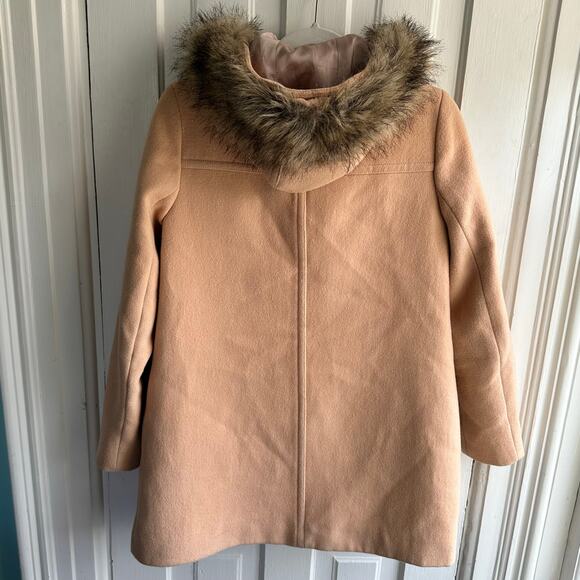 J. Crew Vail Faux Fur Tan Wool Blend Parka Overcoat Coat - Picture 6 of 8